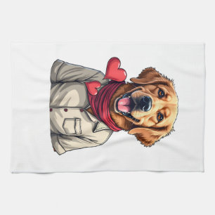 Patriotic Golden Retriever Lover Vintage Shirt 2 Tea Towel