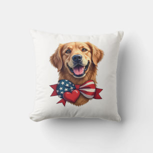 Patriotic Golden Retriever Lover Vintage Shirt Cushion