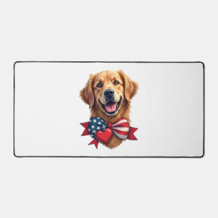 Patriotic Golden Retriever Lover Vintage Shirt Desk Mat