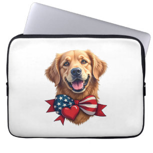Patriotic Golden Retriever Lover Vintage Shirt Laptop Sleeve