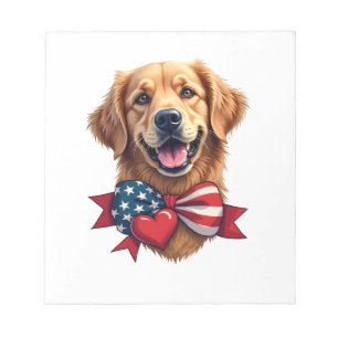 Patriotic Golden Retriever Lover Vintage Shirt Notepad