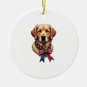Patriotic Golden Retriever Memorial Day Tee 3 Ceramic Ornament