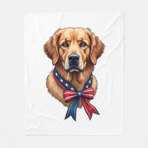 Patriotic Golden Retriever Memorial Day Tee 3 Fleece Blanket