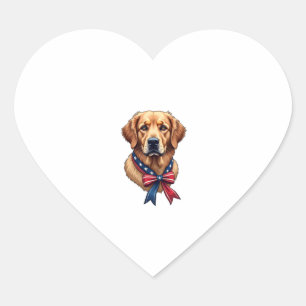 Patriotic Golden Retriever Memorial Day Tee 3 Heart Sticker