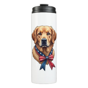 Patriotic Golden Retriever Memorial Day Tee 3 Thermal Tumbler