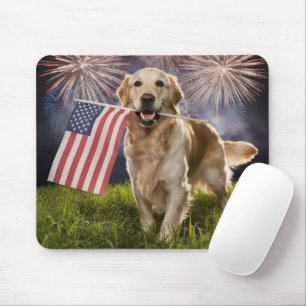 Patriotic Golden Retriever Mouse Pad