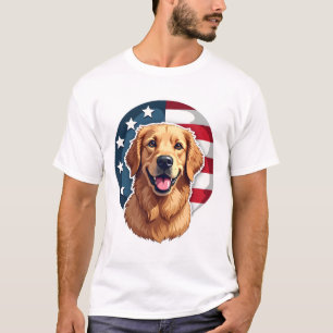 Patriotic Golden Retriever Open Crest Shirt