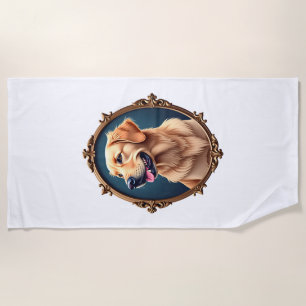 Patriotic Golden Retriever Oval Cameo Shirt 2 Beach Towel