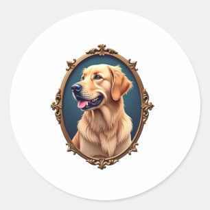 Patriotic Golden Retriever Oval Cameo Shirt 2 Classic Round Sticker