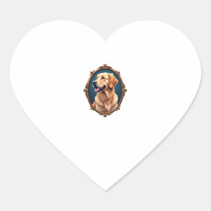 Patriotic Golden Retriever Oval Cameo Shirt 2 Heart Sticker