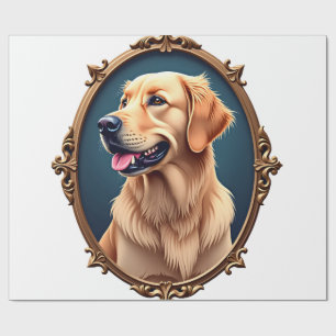 Patriotic Golden Retriever Oval Cameo Shirt 2 Wrapping Paper