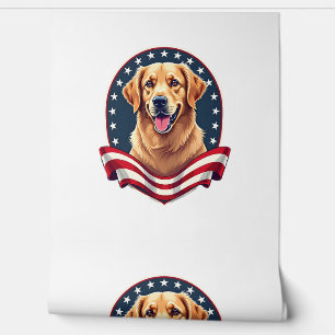 Patriotic Golden Retriever Pocket Emblem Tee Wallpaper