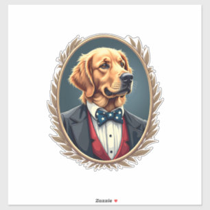 Patriotic Golden Retriever Portrait Vintage Tee 2