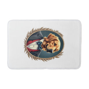 Patriotic Golden Retriever Portrait Vintage Tee 2 Bath Mat