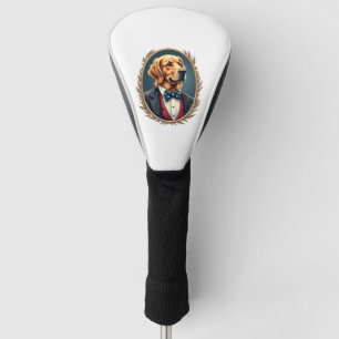 Patriotic Golden Retriever Portrait Vintage Tee 2 Golf Head Cover