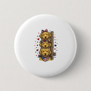 Patriotic Golden Retriever Puppies Vintage Shirt D 6 Cm Round Badge