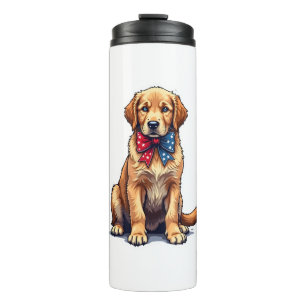 Patriotic Golden Retriever Puppy Vintage Shirt 4 Thermal Tumbler