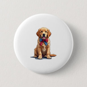 Patriotic Golden Retriever Puppy Vintage Shirt 6 Cm Round Badge