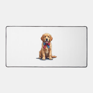 Patriotic Golden Retriever Puppy Vintage Shirt Desk Mat