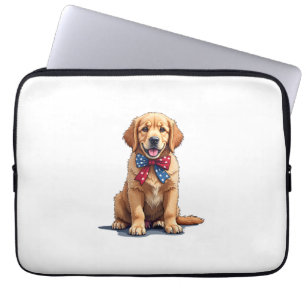 Patriotic Golden Retriever Puppy Vintage Shirt Laptop Sleeve