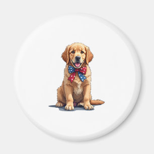 Patriotic Golden Retriever Puppy Vintage Shirt Magnet