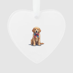 Patriotic Golden Retriever Puppy Vintage Shirt Ornament