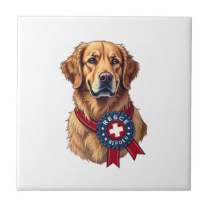 Patriotic Golden Retriever Rescue Vintage Tee 4 Ceramic Tile