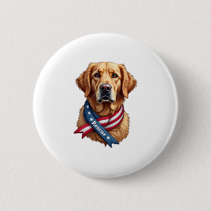 Patriotic Golden Retriever Rescue Vintage Tee 6 Cm Round Badge
