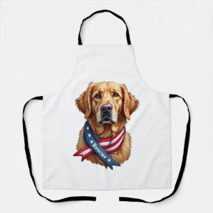 Patriotic Golden Retriever Rescue Vintage Tee Apron