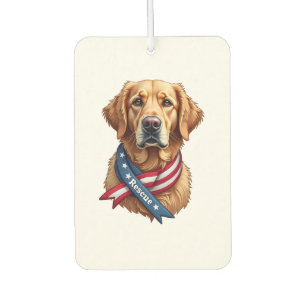 Patriotic Golden Retriever Rescue Vintage Tee Car Air Freshener