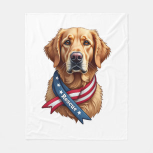 Patriotic Golden Retriever Rescue Vintage Tee Fleece Blanket
