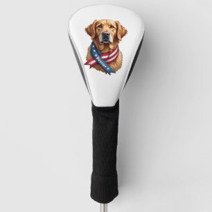 Patriotic Golden Retriever Rescue Vintage Tee Golf Head Cover