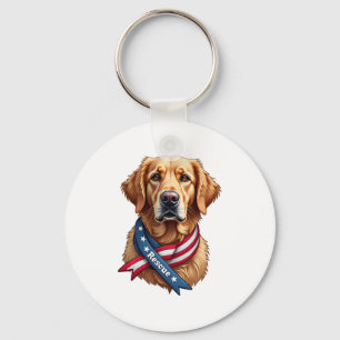 Patriotic Golden Retriever Rescue Vintage Tee Key Ring