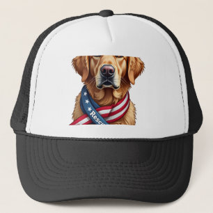 Patriotic Golden Retriever Rescue Vintage Tee Trucker Hat