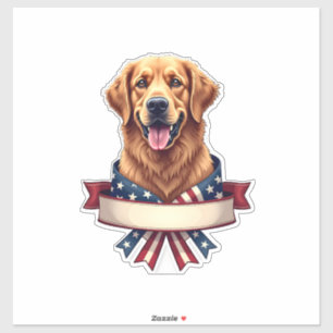 Patriotic Golden Retriever Ribbon Banner Tee 2