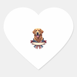Patriotic Golden Retriever Ribbon Banner Tee 2 Heart Sticker