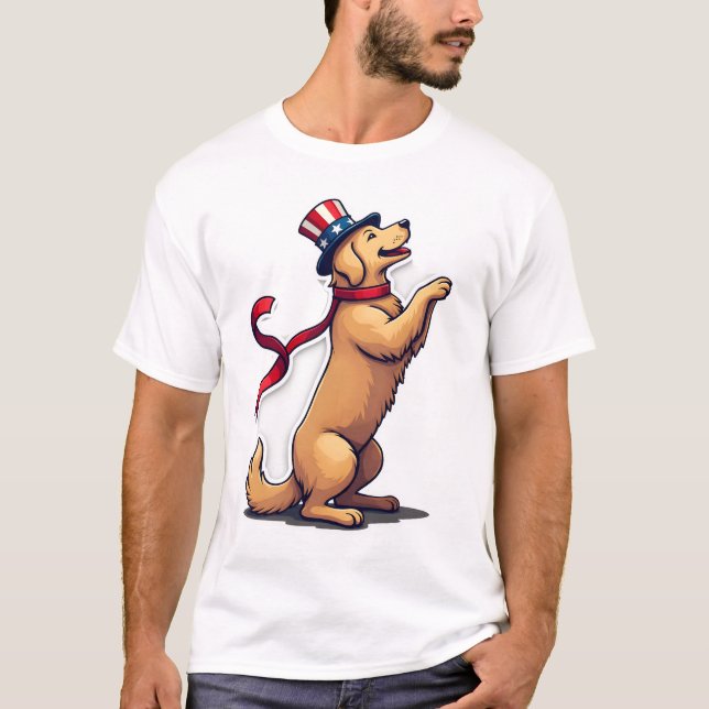 Patriotic Golden Retriever Rising Profile Tee 3 (Front)
