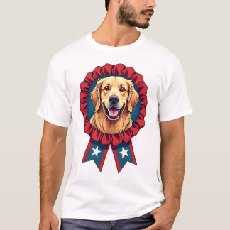Patriotic Golden Retriever Rosette Vintage Shirt 2