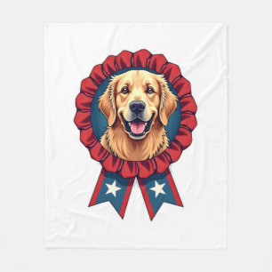 Patriotic Golden Retriever Rosette Vintage Shirt 2 Fleece Blanket