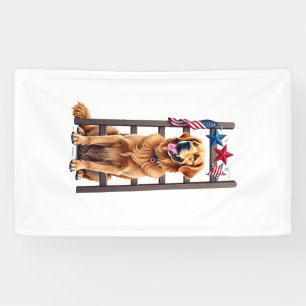 Patriotic Golden Retriever Star Ladder Shirt Banner