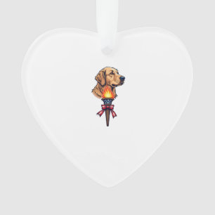 Patriotic Golden Retriever Torch Vintage Tee 2 Ornament