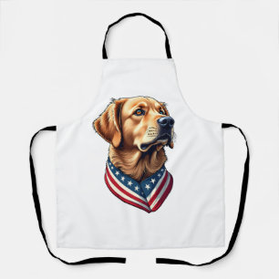 Patriotic Golden Retriever USA Flag Style Tee 4 Apron