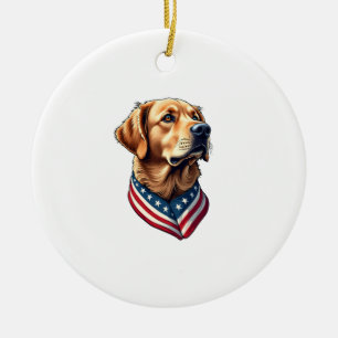 Patriotic Golden Retriever USA Flag Style Tee 4 Ceramic Ornament