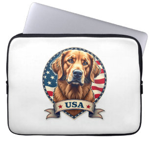 Patriotic Golden Retriever USA Vintage Shirt 2 Laptop Sleeve