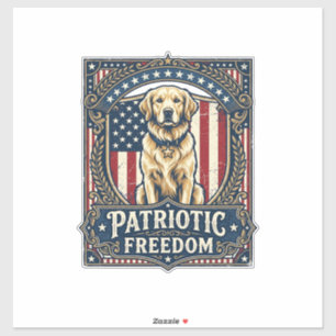 Patriotic Golden Retriever Vector Graphic Tee_1