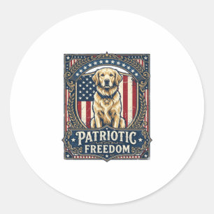 Patriotic Golden Retriever Vector Graphic Tee_1 Classic Round Sticker