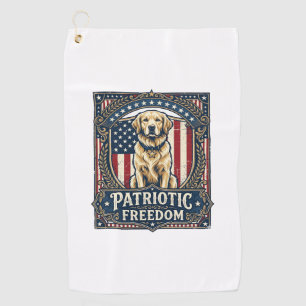 Patriotic Golden Retriever Vector Graphic Tee_1 Golf Towel