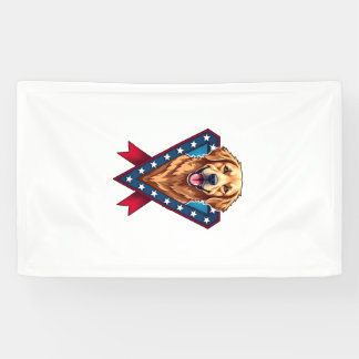 Patriotic Golden Retriever Victory Ribbon Tee Banner