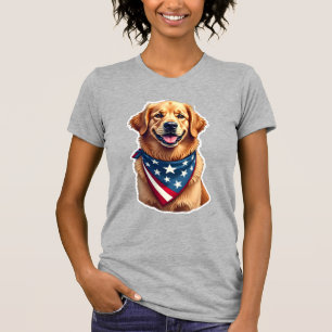 Patriotic Golden Retriever Vintage Engraving Shirt