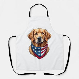 Patriotic Golden Retriever Vintage Engraving Shirt Apron